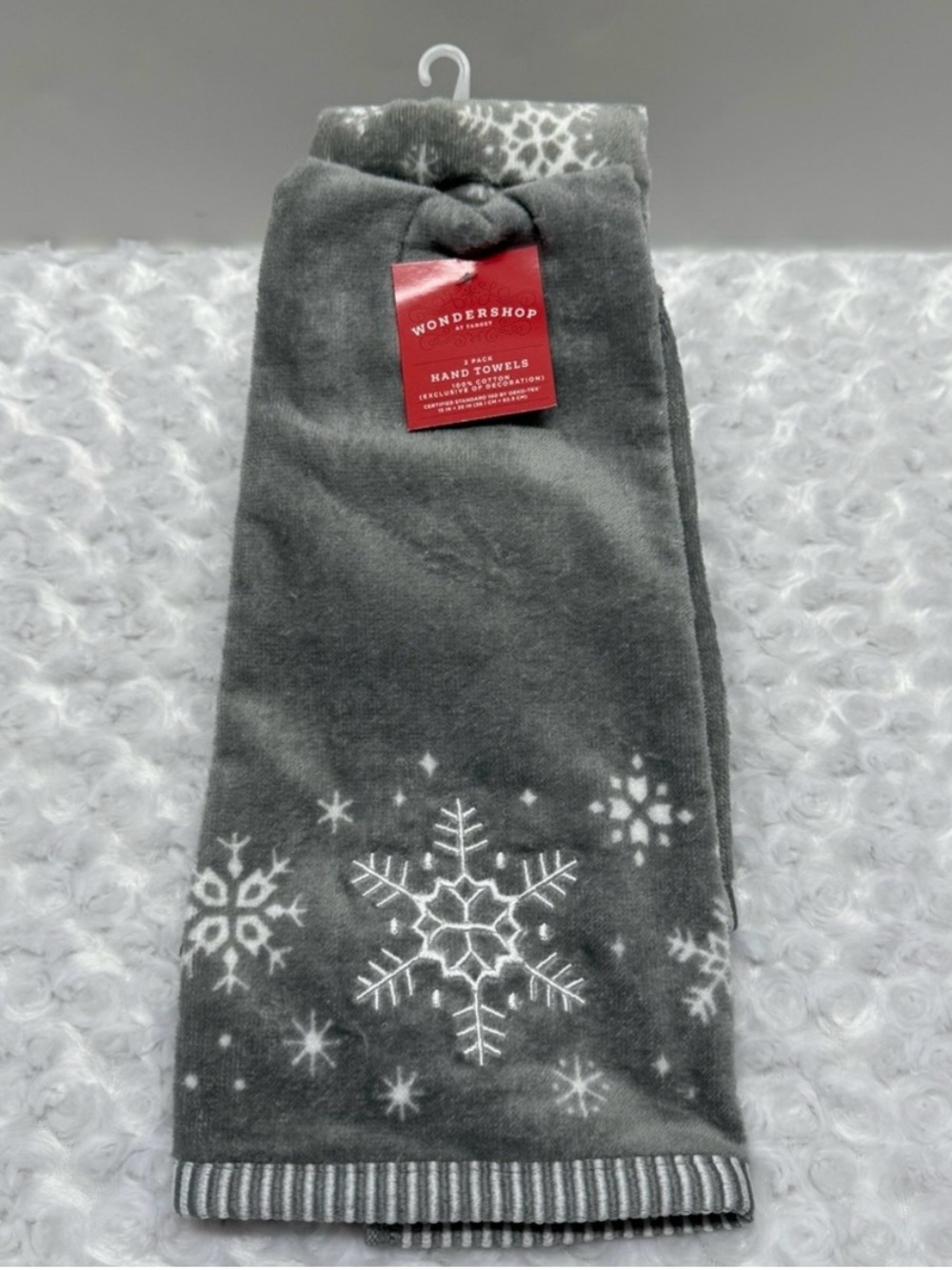 Wondershop Target Winter Wonderland 2 Pack Gray Hand Towels Snowflake Pattern